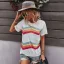 Fashion Spring Summer Candy Pink Street Wear Multi-Colors Striped T-Shirts 2021 Cotton Scoop Neck Loose Short Sleeve Women Tops
