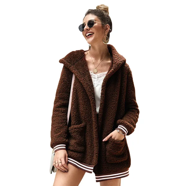 Mode Winter Strassenmode Khaki Wildleder Kapuze Jacken & Mäntel 2021 Baumwolle Lose Lange Ärmel Damen Oberteile
