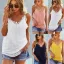 Sexy Spring Summer Street Wear White Lace Flower T-Shirts 2021 V-Neck Sleeveless Loose Women Tops