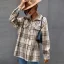 Fashion Beige Fall Winter Street Wear Plaid Coats & Jackets 2021 Lapel  Buttons Long Sleeve Loose Women Tops