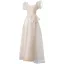 Vintage / Retro Modest / Simple Ivory Pearl Prom Dresses 2021 A-Line / Princess Square Neckline Puffy Short Sleeve Backless Bow Floor-Length / Long Formal Dresses