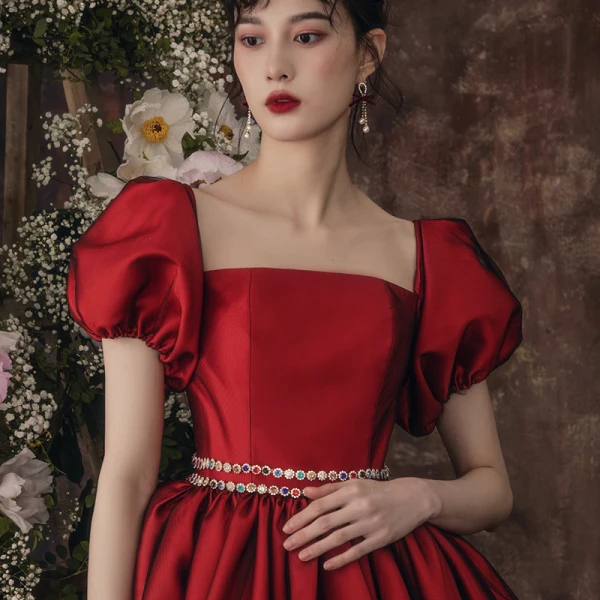 burgundy ruffle dress 💎 Timeless Burgundy Ruffle Ball Gown Gown GLGL3638 main image 1