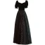Chic / Belle Bling Bling Noire Étoile Paillettes Robe De Bal 2021 Princesse Encolure Carrée Manches Courtes Longue Robe De Ceremonie