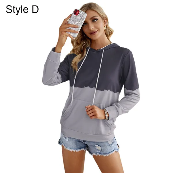 Comfortabel Grijs Toevallig Vallen Winter Lapwerk Capuchon Los Sweatshirts 2021 Katoen Lange Mouwen Dames Topjes