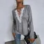 Sexy Fall Winter Street Wear Black Lace Flower T-Shirts 2021 V-Neck Loose Long Sleeve Women Tops