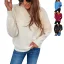 Fall Winter Street Wear Pool Blue Solid Color Knitting Sweaters 2021 V-Neck Long Sleeve Loose Women Tops