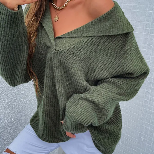 Désinvolte Tomber Hiver Beige Tricot Chandails 2021 V-Cou Manches Longues Ample Femme Hauts