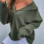 Désinvolte Tomber Hiver Beige Tricot Chandails 2021 V-Cou Manches Longues Ample Femme Hauts