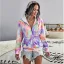 Fashion Fall Winter Street Wear Multi-Colors Tie-dye Sweatshirts 2021 V-Neck Long Sleeve Loose Hooded Women Tops
