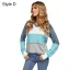 Fashion Fall Winter Casual Multi-Colors Stripe Knitting Hooded Sweatshirts 2021 Loose Long Sleeve Women Tops