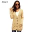 Tomber Hiver Vêtement de rue Gris Tricot Ample Manteaux & Vestes 2021 Manches Longues Femme Hauts