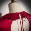 Vintage / Retro Burgundy Prom Dresses 2021 A-Line / Princess Sash V-Neck Satin Short Sleeve Backless Tea-length Prom Formal Dresses