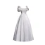 Vintage Schlicht Ivory / Creme Satin Brautkleider / Hochzeitskleider 2021 A Linie Eckiger Ausschnitt Kurze Ärmel Rückenfreies Wadenlang Hochzeit