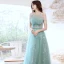 Elegant Mint Green Glitter Prom Dresses 2021 A-Line / Princess Strapless Beading Lace Sleeveless Backless Floor-Length / Long Prom Formal Dresses