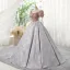 Elegant Blushing Pink Prom Dresses 2023 Ball Gown Square Neckline Short Sleeve Backless Floor-Length / Long Prom Formal Dresses