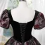 Vintage / Retro Rose Black Prom Dresses 2023 Ball Gown Square Neckline Short Sleeve Backless Floor-Length / Long Prom Formal Dresses