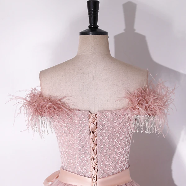 Charmant Rougissant Rose Perlage Gland Paillettes Robe De Bal 2024 Princesse Bustier Sans Manches Dos Nu Noeud Ceinture Longue Promo Robe De Ceremonie