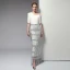 Sexy Ivory / Creme Abendkleider 2020 Meerjungfrau One-Shoulder Pailletten Perlenstickerei Quaste 1/2 Ärmel Rückenfreies Lange Festliche Kleider