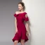 Chic / Beautiful Burgundy Graduation Dresses 2020 Homecoming Trumpet / Mermaid One-Shoulder Short Sleeve Zipper Up at Side Knee-Length Formal Dresses