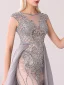 Luxury / Gorgeous Champagne Grey Handmade  Beading Evening Dresses  2020 A-Line / Princess Scoop Neck Crystal Pearl Rhinestone Sleeveless Floor-Length / Long Formal Dresses