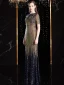 Charmant Multi-Couleurs Robe De Soirée 2020 Trompette / Sirène Encolure Dégagée Fait main Perlage Cristal Paillettes Manches Courtes Longue Robe De Ceremonie