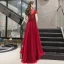 Haut de Gamme Bordeaux Robe De Soirée 2020 Princesse Encolure Dégagée Perlage Cristal Manches Courtes Train De Balayage Robe De Ceremonie