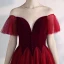Chic / Beautiful Burgundy Prom Dresses 2019 A-Line / Princess Suede Scoop Neck Short Sleeve Backless Tea-length Formal Dresses