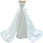 Hohes Niedriges Elegante Ivory / Creme Satin Perle Brautkleider / Hochzeitskleider 2021 A Linie Rundhalsausschnitt Perlenstickerei Pailletten Ärmellos Rückenfreies Hof-Schleppe Hochzeit