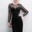 Elegant Black Evening Dresses  2018 Trumpet / Mermaid Crystal Scoop Neck See-through Long Sleeve Ankle Length Formal Dresses