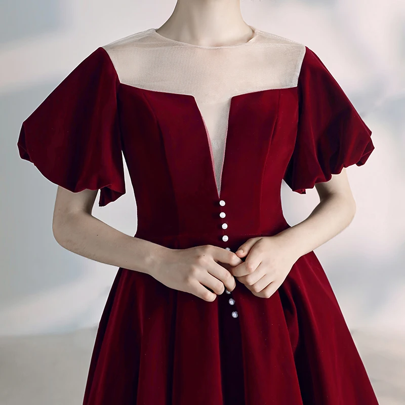 green emerald velvet dress Off Shoulder Burgundy Graduation Gown, Satin Homecoming Short Prom Dre   MyGirlProm.com