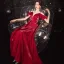 Chic / Belle Bordeaux Robe De Soirée 2020 Princesse Bretelles Spaghetti Noeud Manches Courtes Dos Nu Longue Robe De Ceremonie