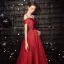 Chic / Beautiful Red Evening Dresses  2020 A-Line / Princess Off-The-Shoulder Sleeveless Backless Floor-Length / Long Formal Dresses