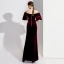 Elegant Burgundy Evening Dresses  2020 Trumpet / Mermaid Suede Off-The-Shoulder Short Sleeve Split Front Floor-Length / Long Formal Dresses