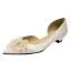 Modern / Fashion White Wedding Bridesmaid Heels 2020 Leather Pearl 3 cm Low Heel Wedding Shoes