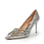 Glittrande Silver Brudskor 2019 Bröllop Läder Rhinestone Fjäril Paljetter 8 cm Stilettklackar Spetsiga Pumps