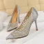 Charmant Doré Soirée Escarpins 2019 Faux Diamant 9 cm Talons Aiguilles À Bout Pointu Escarpins