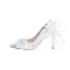 Modern / Fashion White Wedding Shoes 2020 Satin Leather Feather Pearl Sequins 9 cm Stiletto Heels Pointed Toe Wedding Pumps