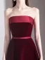 Elegant Burgundy Evening Dresses  2020 A-Line / Princess Suede Strapless Sleeveless Backless Floor-Length / Long Formal Dresses