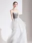 Elegant Grey Evening Dresses  2020 A-Line / Princess Suede Strapless Beading Sleeveless Backless Floor-Length / Long Formal Dresses