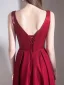 Elegant Burgundy Evening Dresses  2020 A-Line / Princess Satin V-Neck Sleeveless Backless Bow Floor-Length / Long Formal Dresses