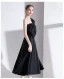 Modern / Fashion Black Homecoming Graduation Dresses 2020 A-Line / Princess Strapless Bow Sleeveless Backless Tea-length Formal Dresses