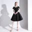 Classy Black Homecoming Graduation Dresses 2020 A-Line / Princess V-Neck Short Sleeve Backless Knee-Length Formal Dresses