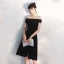 Modern / Fashion Black Party Dresses 2020 A-Line / Princess Off-The-Shoulder Short Sleeve Backless Knee-Length Formal Dresses