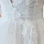 Charming Ivory Wedding Dresses 2020 A-Line / Princess Off-The-Shoulder Lace Flower Appliques Short Sleeve Backless Court Train