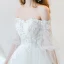 Charmant Ivoire Robe De Mariée 2020 Princesse De l'épaule Appliques En Dentelle Fleur Perle Manches Courtes Dos Nu Train De Balayage