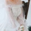 Chic Ivoire Robe De Mariée 2020 Princesse Encolure Dégagée Perle En Dentelle Fleur Manches Longues Tribunal Train