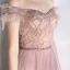Classy Blushing Pink Evening Dresses  2020 A-Line / Princess Off-The-Shoulder Beading Crystal Pearl Sleeveless Backless Floor-Length / Long Formal Dresses