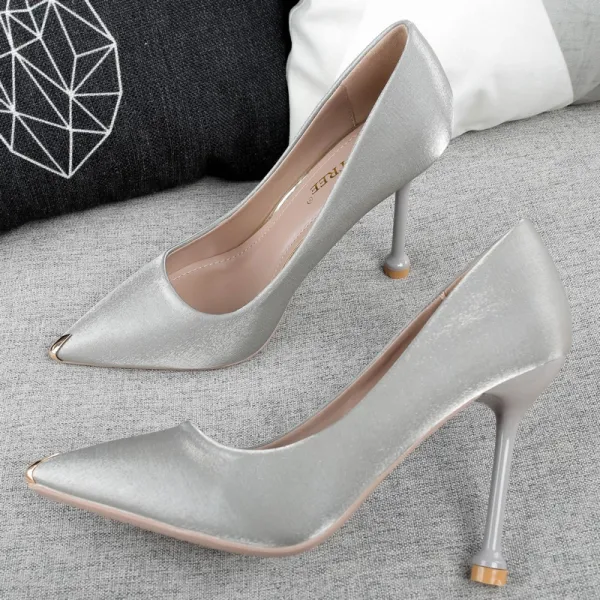 Stijlvolle Koninklijk Blauw Avond Pumps 2019 Satijn 10 cm Naaldhakken / Stiletto Spitse Neus Pumps