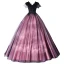 Elegant Purple Lace Flower Prom Dresses 2021 A-Line / Princess V-Neck Beading Short Sleeve Floor-Length / Long Formal Dresses