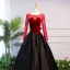 Elegant Black Prom Dresses 2018 Ball Gown Beading Bow Scoop Neck Backless Long Sleeve Sweep Train Formal Dresses